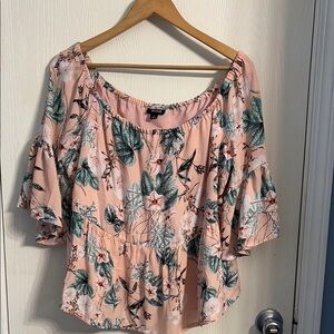 a.n.a Pink Peplum Ruffled Blouse